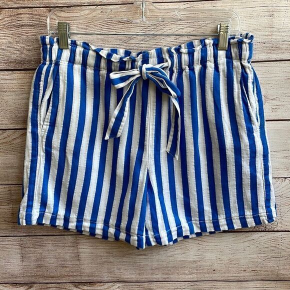 J. Crew Pants - J CREW LINEN BLEND PAPERBAG WAIST SHORTS IN BLUE AND‎ WHITE STRIPES